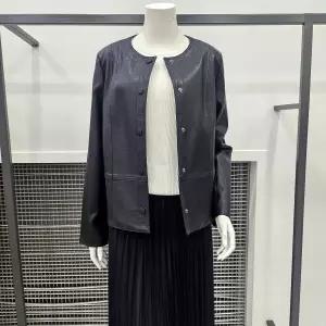 꼼빠니아라운드넥 합성 레더 가죽자켓 CAFS2WLJ010