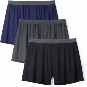 데이비드 아치 남성 속옷 대나무 레이온 복서 남성용 버튼 플라이 3 또는 5 팩 포함 통기성 및 쿨 반바지