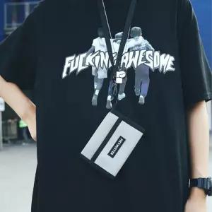 접이식 천 카드 지갑 교통카드 목걸이 명함 목걸이형 홀더 미니 파우치 학생 동전 슬림 지폐 수납 스트랩