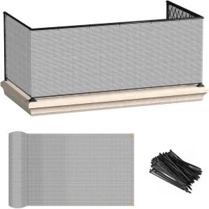 집 타이가 있는 3피트 50인치 발코니 프라이버시 펜스 스크린 현관 파티오 데크 야드(회색)를 위한 야외