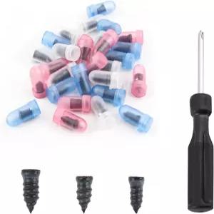 피그페이드 타이어 수리 키트 30개 팩(플러그 포함) 펑크 수리용 드라이버 포함 셀프 서비스 플러그