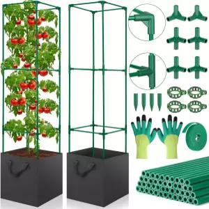 라이프리스럭 2팩 정원용 토마토 케이지 49인치 높이의 7갤런 화분 가방 정원 오이 채소 식물을 위한 식물