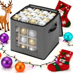 조절 가능한 칸막이가 있는 크리스마스 장식품 보관함 지퍼가 달린 상단이 정리함 휴일 장식용 보관 용기