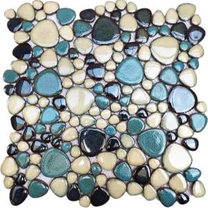 프리문 페블 타일 5장 액센트 월 백스플래시용 아쿠아 청록색 모자이크 욕실 샤워 바닥용