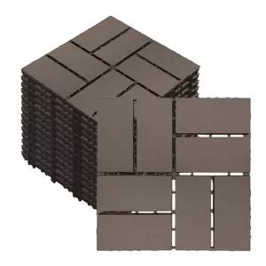 12 PCS 12x12 인치 연동 데크 타일 - 수영장 발코니 뒷마당 현관 및 정원 초콜릿을 위한 방수 전천후 야외