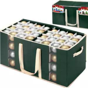 조절 가능한 칸막이가 있는 크리스마스 장식품 보관함 지퍼가 달린 정리함 휴일 장식을 위한 측면 포켓이