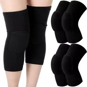 허시시시 2켤레 확장 배구 무릎 패드 부드러운 통기성 남자 보호 긴 다리 소매 축구 댄스 요가 러닝 테니스