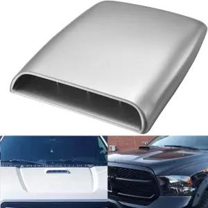 NATGIC 유니버설 자동차 공기 흐름 장식 흡기 후드 스쿱 터보 보닛 통풍구 커버(실버)