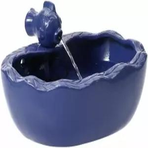 태양열 분수 11인치 세라믹 코이 블루 글레이즈드 마감 야외 조류 목욕 정원용 발코니 파티오 데크