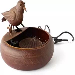 파크 힐 컬렉션 포크 아트 리틀 버드 분수 분사기 펌프는 파티오 데크 앤 홈 영감 메탈워크 12x12x8 인치에