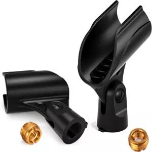 5/8인치 남성부터 3/8인치 여성 어댑터가 장착된 마이크 스탠드용 무키 클립 홀더 2팩