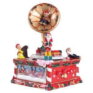 라이트어헤드 크리스마스 뮤지컬 축음기 u2013 로테이션 산타, 곰, 기차 피규어 페스티발 폴리레진 뮤직 박스 시즌 멜로디