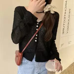 여성 예쁜 브이넥 얇은 여자 긴팔 니트 티 블랙 봄니트 가을 슬림 간절기 여름 봄티