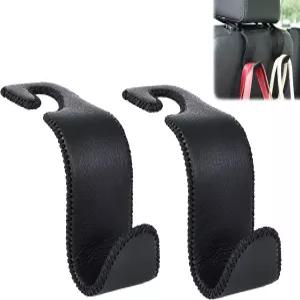 핸드백 지갑 코트 블랙 2팩을 위한 아모카 카시트 헤드레스트 후크 범용 차량 보관 행거 가죽 및 금속 백