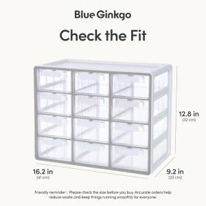 블루 은행나무 12개 벽돌 철물 회색 보관용 정리함 플라스틱 서랍장 공예품 스태커블 클리어 사무실 구슬 U2013 대형