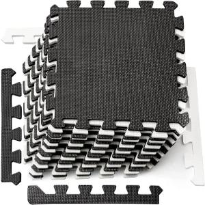 DEAYOU 16 타일 연동 폼 매트 바닥 테두리가 있는 0.4인치 두께의 EVA 퍼즐 피트니스 놀이 체육관을 위한