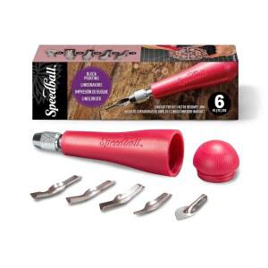 스피드볼 4131 리놀륨 커터 u2013 5 가지 모듬 커터에는 미국산 플라스틱 보관 손잡이가 포함되어 있습니다