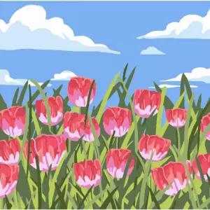 DIY 유화그리기 세트 20x20 튤립 정원아이러브페인팅 그림 재료 취미 그리기 DIY명화그리기 DIY키트 생활