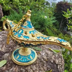 엔틱 램프 블루 요술 장식 행운의 인테리어 소품 지니 알라딘 공주 항아리 원룸 카페 소품샵 감성