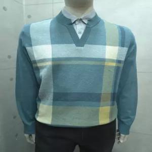 인디안웰메이드 남성 봄간절기 면혼방 체크패턴 이중에리 폴로니트 5 S C419