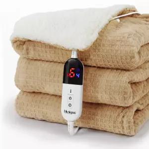 블루니크 히팅 블랭킷 전기 던지기 와플 50x60 인치 셰르파 플리스 패스트 6가지 레벨 및 4시간 자동 오프