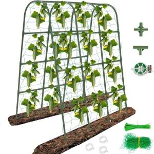 65인치×50인치 오이 트렐리스 야외 식물 등반을 위한 톨 메탈 아치 가든 채소 지지대 완두콩 과일 꽃 포도