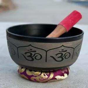 다르마오브제 티베트 명상 힌두 OM 노래 그릇 망치 매트 쿠션 세트(7인치 옴)