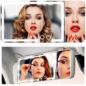 ihkwlma 리드 카 선바이저 베니티 미러 업그레이드 대형 메이크업 범용 후방 뷰 카바이저용