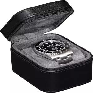 로스웰 싱글 워치 여행용 케이스 마이크로수데 인테리어의 컴팩트 PU 가죽 보호 상자 시계 및 스마트워치