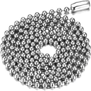 남성용 SINLEO 티타늄 스테인리스 스틸 스몰 비즈 볼 체인 목걸이 24-38인치 실버 블랙 골드