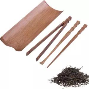Hdtyln 4개 공푸 티 세트 중국 쿵푸 루즈 티를 위한 스쿱 대나무 다도 도구 액세서리에는 바늘 클립 주걱이