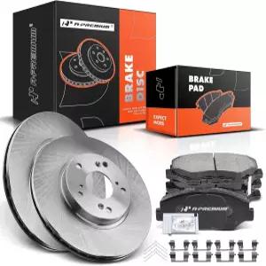 A-프리미엄 11.10인치(282mm) 전면 통풍 디스크 브레이크 로터 + 세라믹 패드 키트 혼다 및 아큐라 모델과