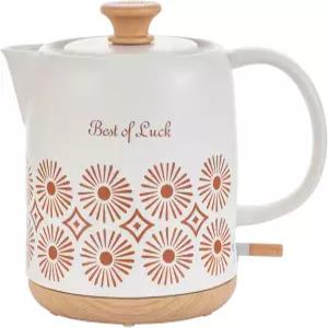 롱시드 세라믹 전기 주전자 1쿼트 자동 차단 도자기 찻주전자 LED 조명이 있는 온수 보일러 끓이기 건조