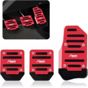 pvotawp 3PCS 자동차 미끄럼 방지 알루미늄 합금 페달 패드 자동 변속기 브레이크 커버 기어박스 가솔린