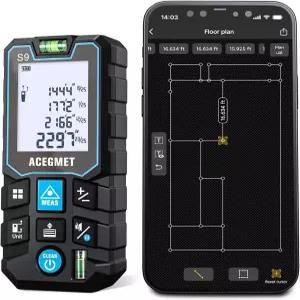 전화 앱을 사용한 ACEGMET 측정 229피트/70m 도구 2개의 버블 레벨 블루투스 LCD 백라이트 디스플레이 IP54