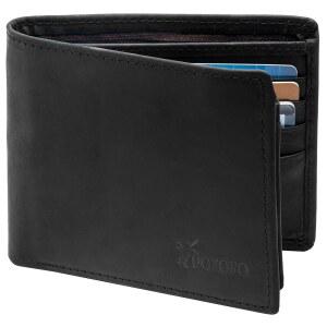 지퍼와 2개의 ID 창을 가진 남성용 정품 가죽 이중폴드 지갑을 차단하는 포켓포 RFID