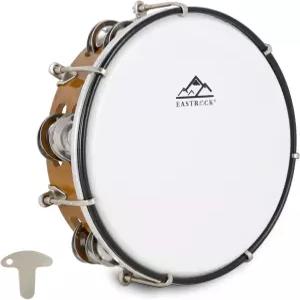 EastROCK 8인치 탬버린 조절 가능 플라스틱 더블 로우 메탈 징글 타악기 깊이