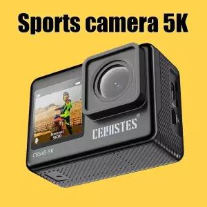 CERASTES 액션 카메라 5K 4K 60FPS WiFi 손떨림 방지 듀얼 스크린 170 °  원격 제어 기능이 있는 광각 30m