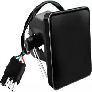 VCYOPN 15 LED 브레이크 라이트 트레일러 히치 커버 12V 훈제 렌즈 스퀘어 테일 2인치 리시버 방수 견인