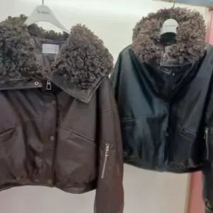 라티움 Latium HC06 루즈핏 안감 패딩 라이더 양모하이넥 집업 가죽 점퍼형 울 쟈켓 T2654jk03