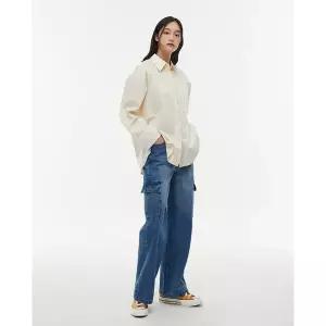 [LAP] 카고워싱 배색 스트링 롱 와이드 팬츠 AQ1DP265 [P003775320]