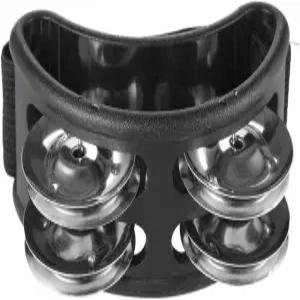 메탈 징글벨 기타 드럼 액세서리용 머스펀니 풋 탬버린 타악기 세트(블랙)