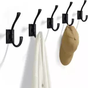 TUNNY 5팩 앤티크 디자인 벽걸이 코트 후크 - 매트 블랙 입문용 신발 캐비닛 옷장 욕실 침실 가구 하드웨어