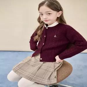 [백화점정품] 빈폴키즈 여아 울혼방 케이블 카디건 와인