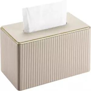 킹폼 직사각형 티슈 박스 커버 자석 바닥이 있는 PU 가죽 홀더 냅킨 및 페이셜 디스펜서 장식 120