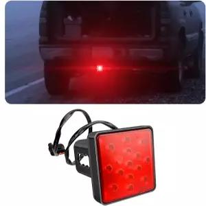 15 LED 레드 렌즈 브레이크 라이트 트레일러 히치 커버 유니버설 핏 2인치 리시버 슈퍼 브라이트 스모크