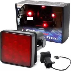 트럭 SUV 트레일러 클래스 3/4/5 2인치 견인 히치 리시버와 호환되는 iJDMTOY 레드 렌즈 LED 테일/브레이크