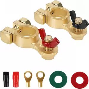 싱가로 자동차 배터리 단자 커넥터 순수 구리 케이블 상단 포스트 클립 양극 및 음극 트럭 RV 요트