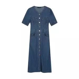 [미센스] 라운드넥 데님 원피스_MB45DOM202Z