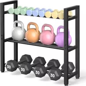 덤벨 랙 스탠드 전용 홈 체육관용 웨이트 튼튼한 케틀벨 3단 조절식 보관 공간 절약형 체육관 정리함